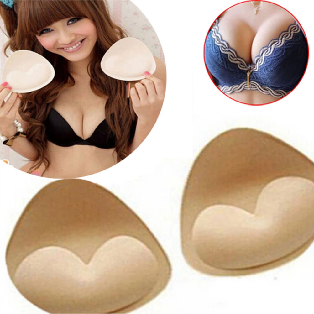 1 Pair Women Summer Sponge Foam Bra PadsChest Cup Breast Bra Bikini Insert Chest Pad Swimsuit Padding Inserts