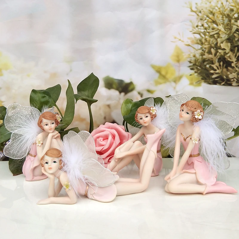 

Flower Fairy figurines resin Pink angel statue Beautiful Girl Christmas toys children gifts Wedding Deoration Children animation