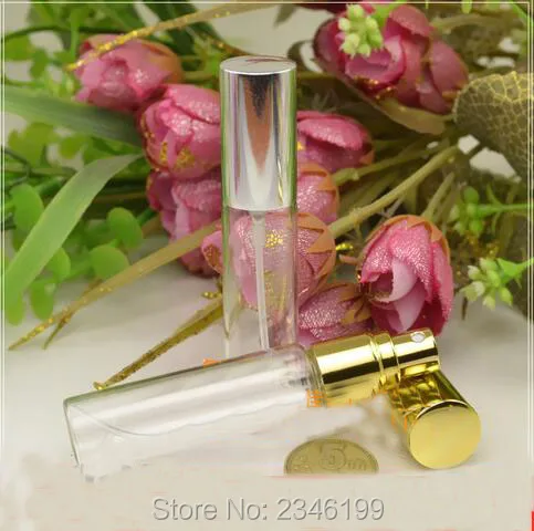 10ML Glass Perfume Bottle, 10CC Glass Spray Bottle With Gold Silver Cap, Glass Parfum Sample Packing Vials, 100pcs/lot