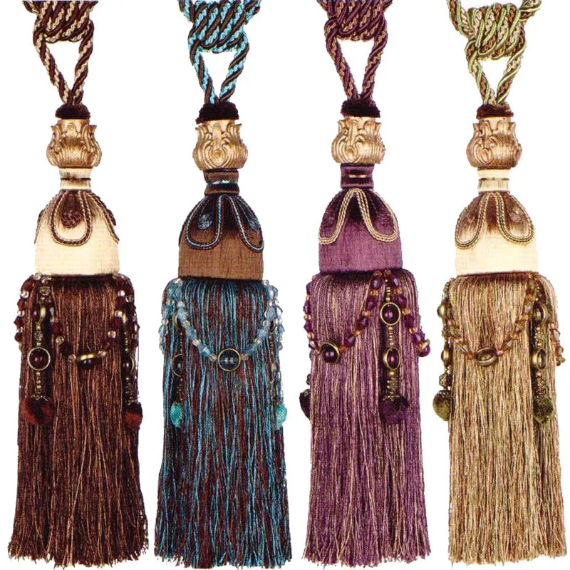 

Extremely Decoration Luxury Beaded Tiebacks Home Decor Tassel Window Handmade Knitted Hanging Ball Tape Tassel Curtain Tie Back