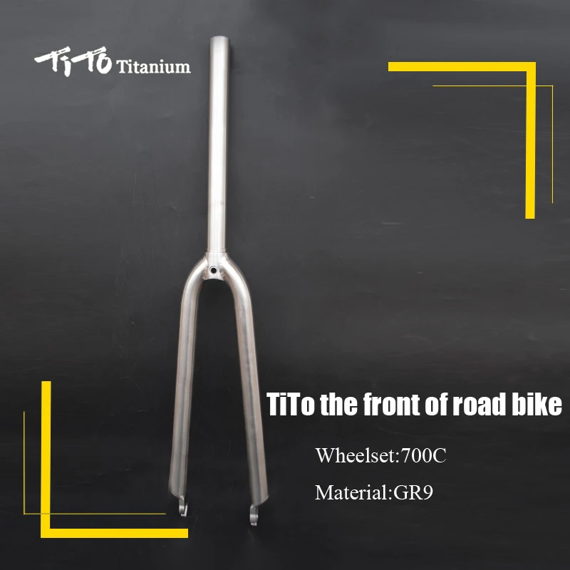 TiTo Gr.9 Titanium alloy road bike front fork 700C 3AL/2.5V Bicycle Fork Titanium fork