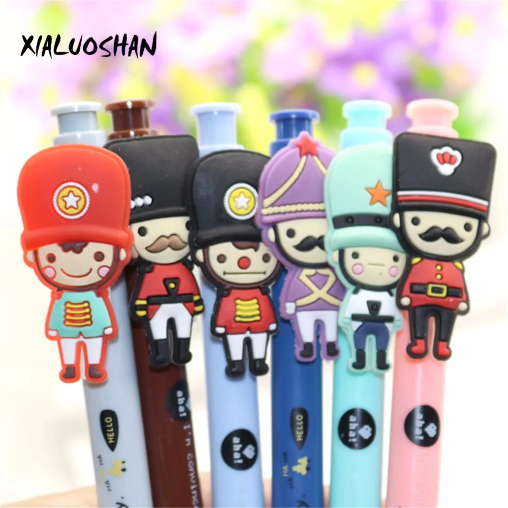 6 Pcs Lovely 0.5mm Refill British Soldiers Cartoon Creative Ballpoint Pen School Supplies