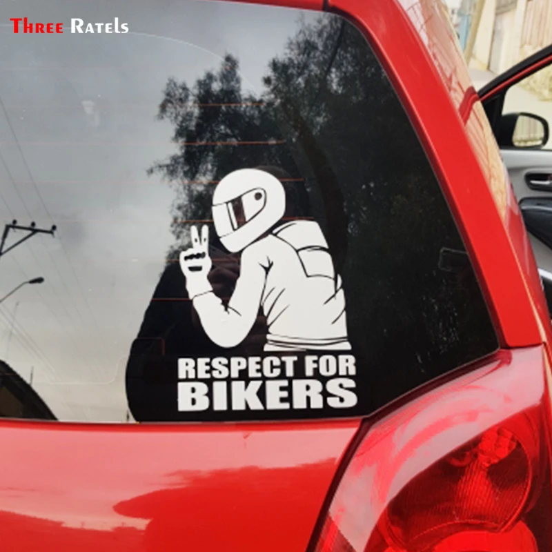 Three Ratels TZ-1950# 14x19cm Respect For Bikers Car Sticker Funny Stickers Styling Removable Decal