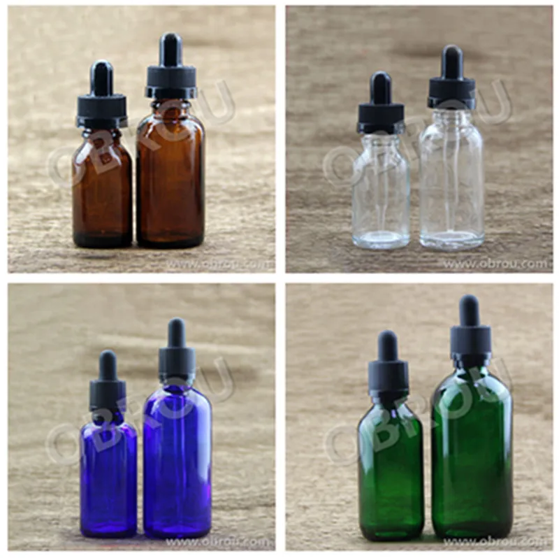 

Free ship 1000pcs Amber Clear bottle 30ml glass with black pipette dropper, Blue glass e liquid container, 60ml dropper bottle