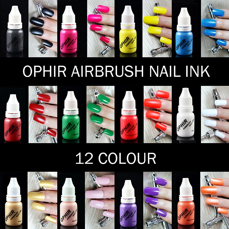 OPHIR 10ml Airbrush Nail Acrylic Paint for Water Base Nail Art Polish Airbrush Nail Paint 30 Colors for choose TA098