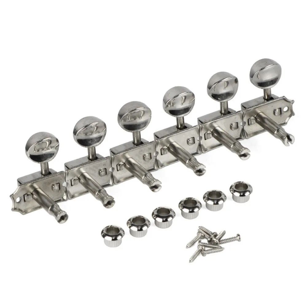 FLEOR 6-in-line 6R Vintage Guitar Machine Heads Tuners Tuning Keys Pegs Nickel-silver Plated for FD ST TL Style Electric Guitar