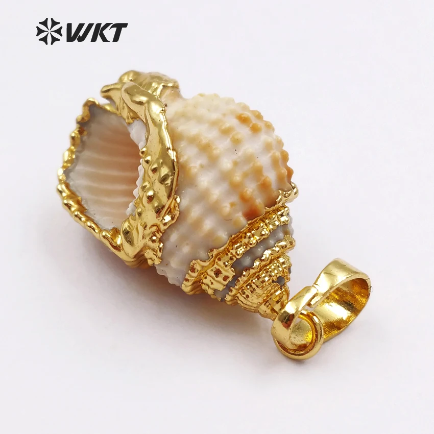 WT-JP034 2018 Elegant Design Shells Necklaces Pendants Eletroplated Natural Trumpet Shell for DIY Jewelry Making