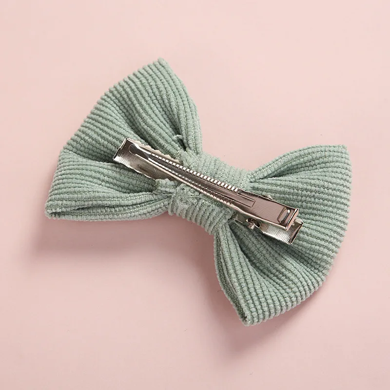 Baby Girl Hair Clips Bows Children Corduroy Barrette Kids Spring Summer Vintage Hairpins Toddler Party Hairgrips Duckbill Clip