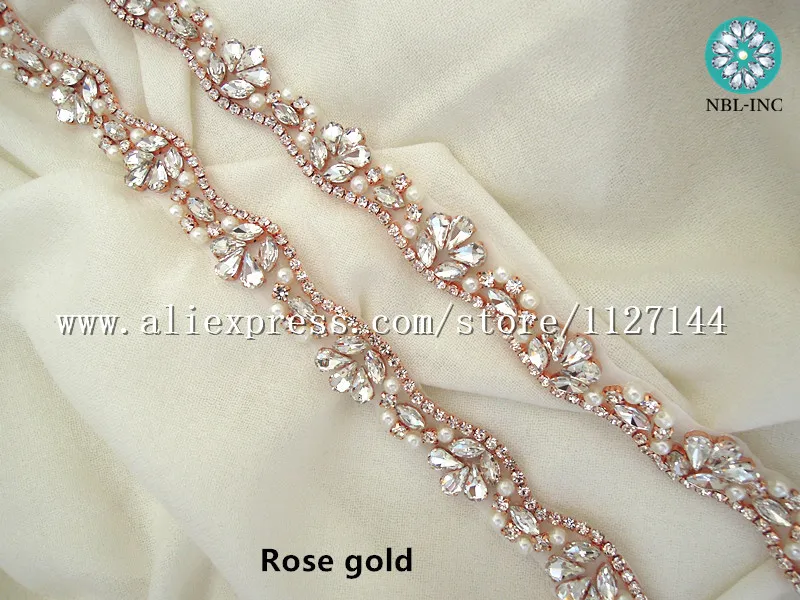 Imagem -05 - Jardas Venda por Atacado Mão Costura Nupcial Frisado Cristal de Prata Strass Pérola Applique Guarnição para Vestido Casamento Faixa Cinto Wdd0405 10