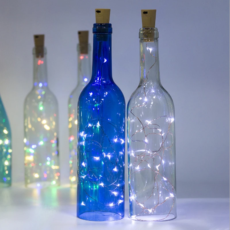 Led string garrafa de vinho luzes cortiça alimentado por bateria guirlanda diy natal luzes da corda para festa de casamento dia das bruxas decoracion