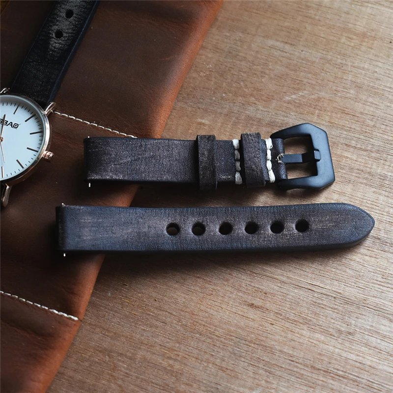 Handmade Cow Leather Vintage Watch Strap Belts Replacement Watchband 18mm 20mm 22mm 24mm For Men Women Wristband KZV07