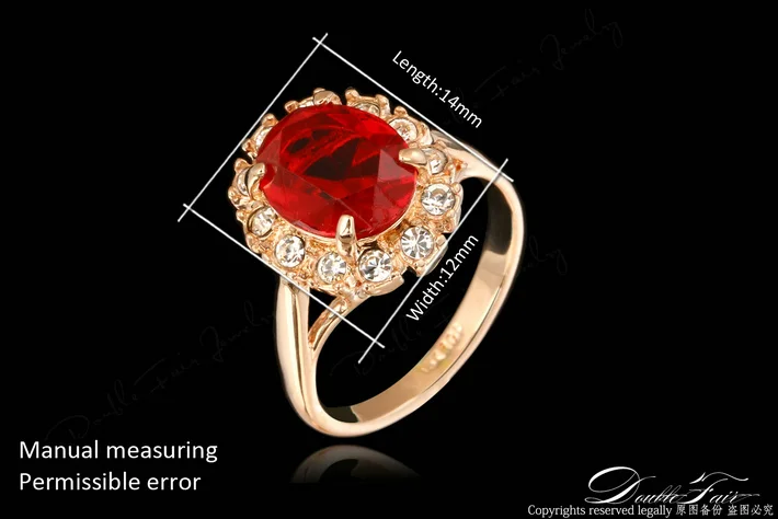 Big Red Rhinestone Engagement Rings Rose Gold Color Austrian Crystal Fashion Jewelry For Women anel aneis HotSale DFR190