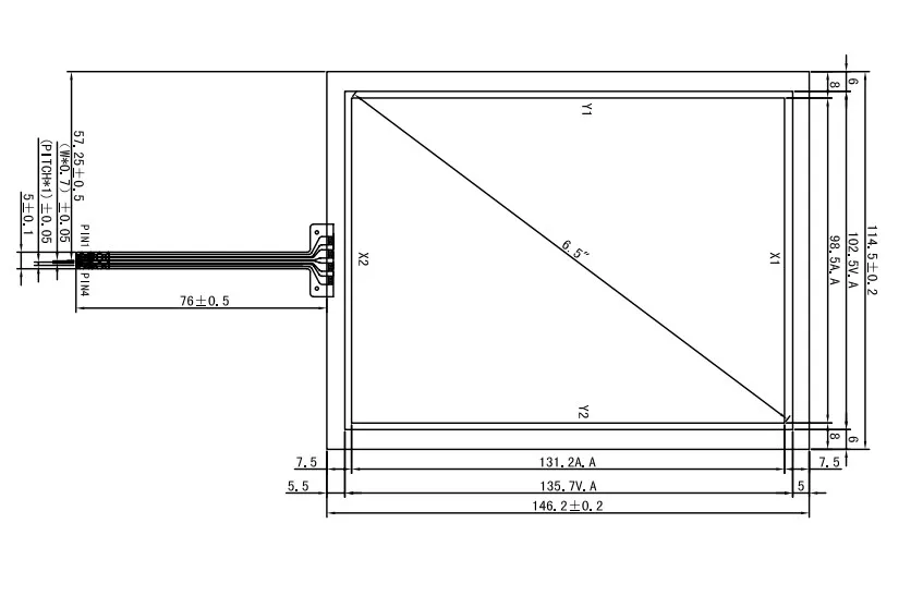 New 6.5 Inch Touch Screen 4:3 positive screen 146mm*114mm touch screen with double-sided adhesive tape machines Industrial Medic