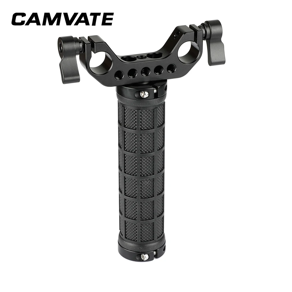 CAMVATE المطاط العالمي مقبض قبضة مع معيار 15 مللي متر مزدوجة قضيب المشبك ل DSLR كاميرا 15 مللي متر الكتف جبل تلاعب دعم نظام