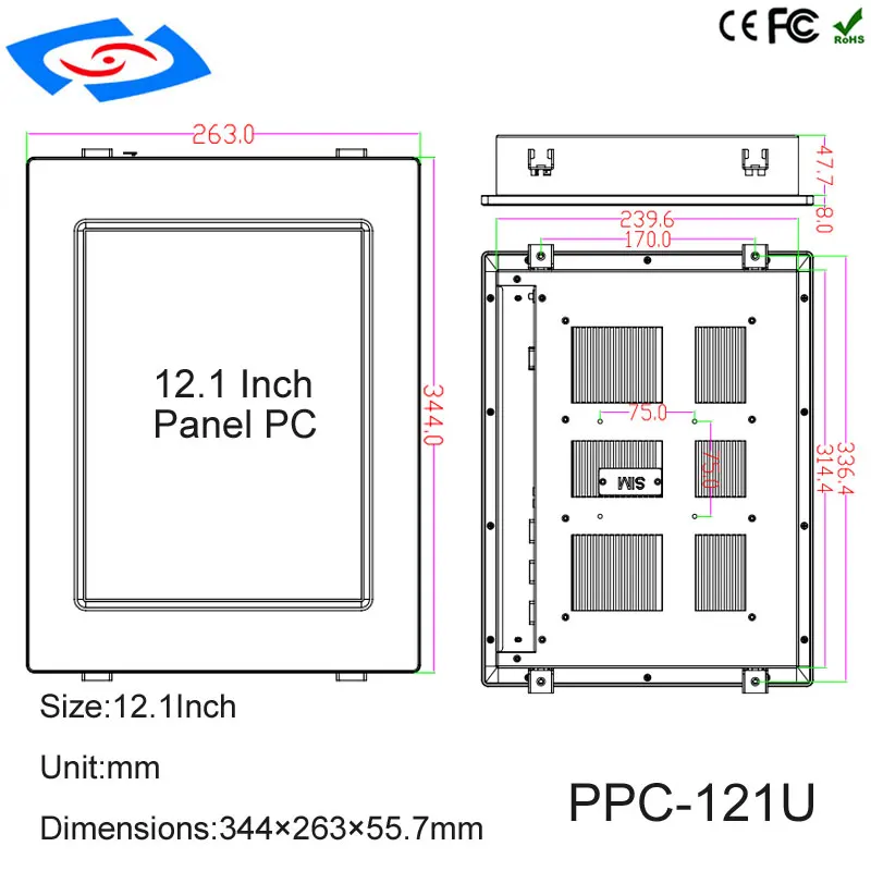 Tableta PC Industrial de alta calidad XP/Win7/Linux/Win8/Win10, con pantalla táctil resistiva de 5 cables, aplicación de panel comercial