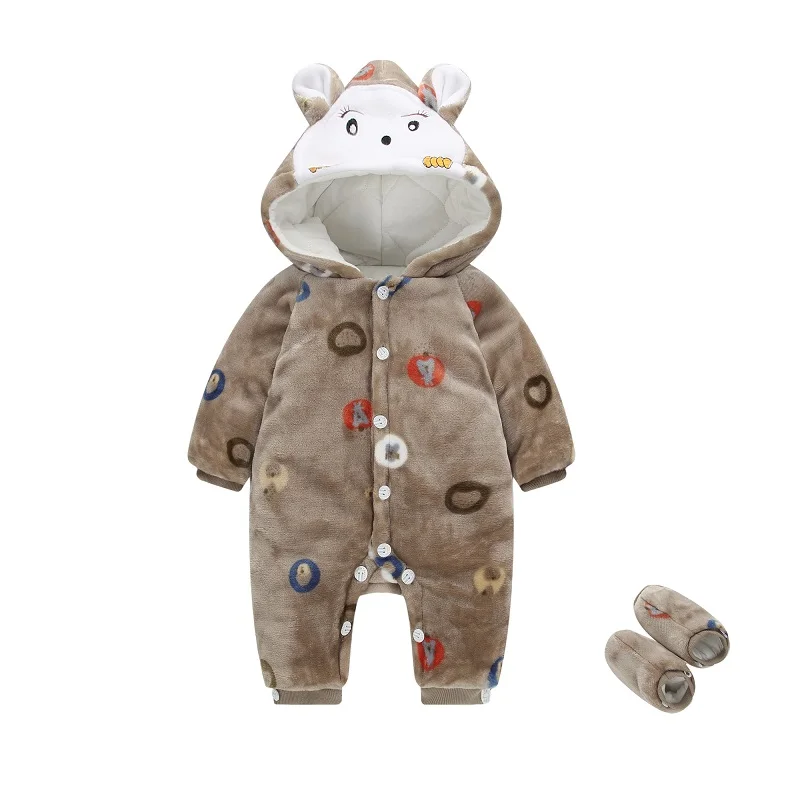 2018 Winter Fleece Newborn Rompers Boot Thick Outfits For Baby Girl Coats Hooded Jumpsuit Sock Rabbit Costumes Premature Clothes