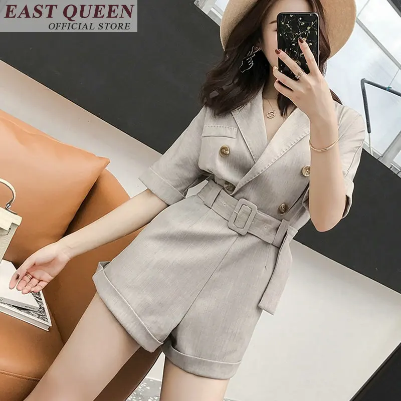 Jumpsuits women sexy 2019 casual beach playsuits loose elegant fashion tunic solid office ladies sashes playsuit DD673 L