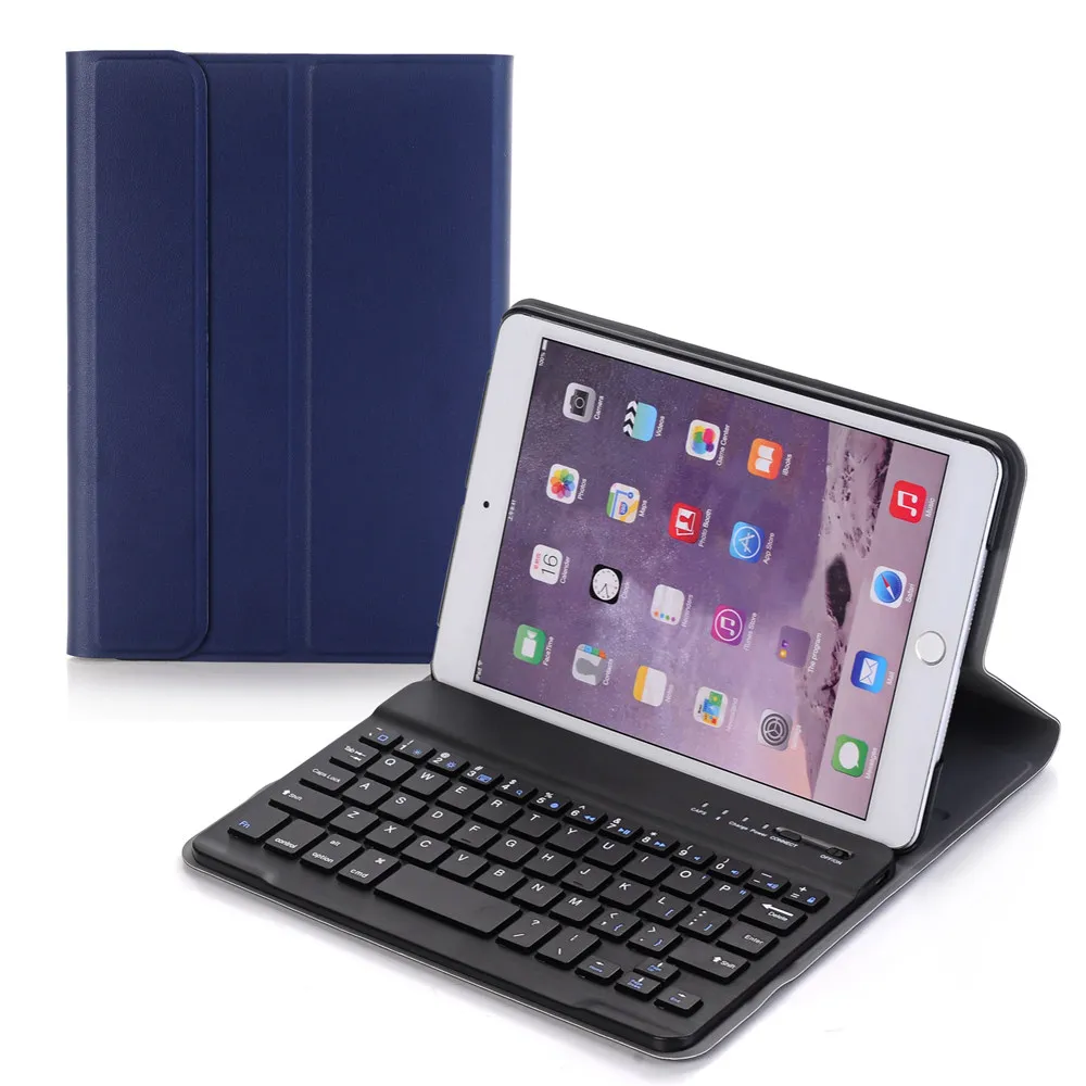 

For iPad mini 1/2/3 Ultra Thin Slim Lightweight Smart Folio Stand PU Leather Case Cover+Detachable Wireless Bluetooth Keyboard