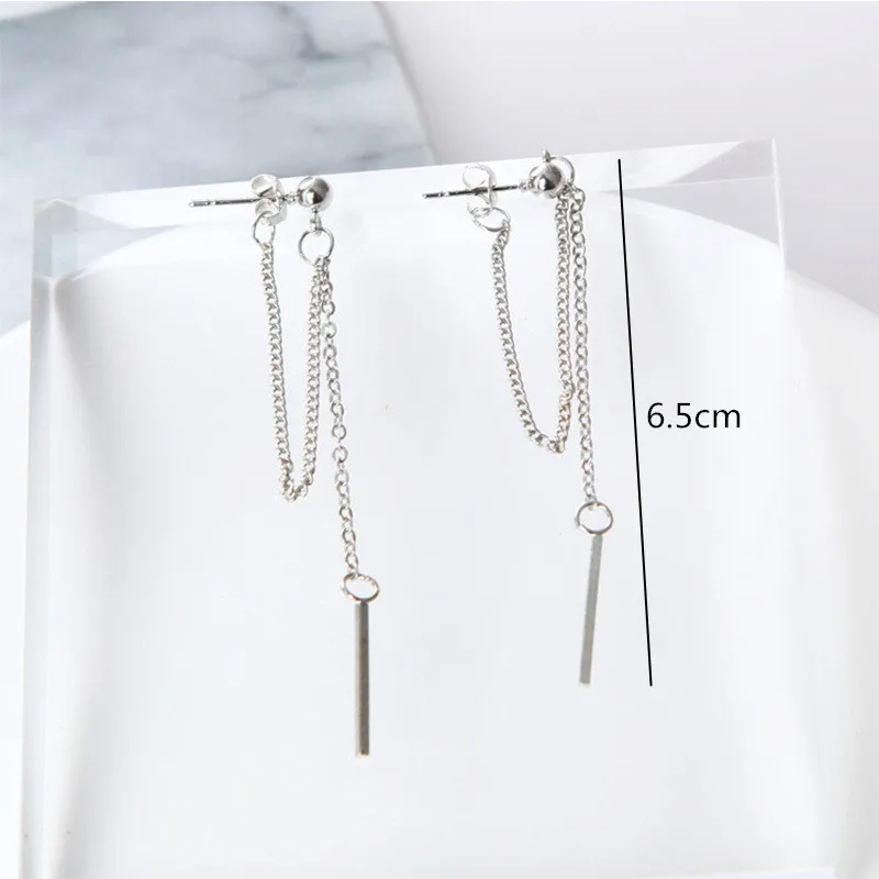 Korean Jewelry Women Long Tassel Drop Earrings Chain Metal Texture Dangle Brincos Statement Earrings Wholesale Bijoux Gift EB126