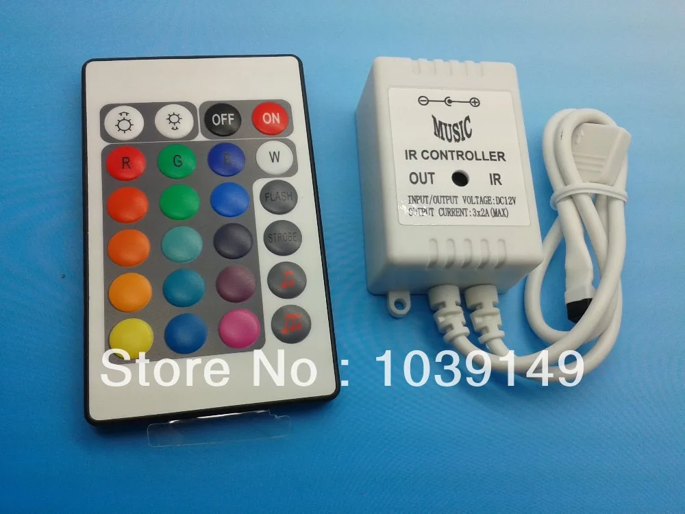 Wireless IR Music RGB LED Controller 72W 24Keys Max 2A*3Channel Output DC12-24V Dimmer