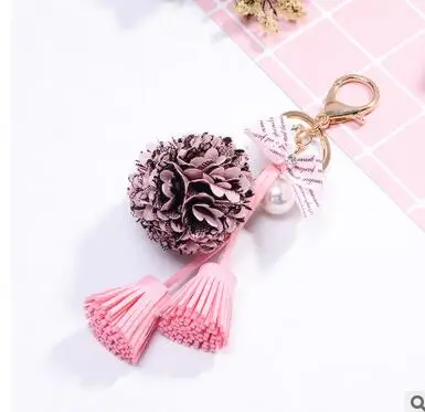 

10pcs/lot Cloth flower key ring Chiffon tassel car key chains Lady flower key ring car keychain