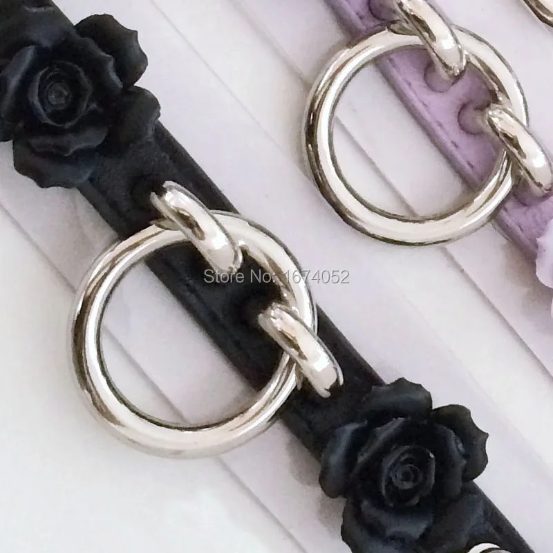 Kawaii Harajuku Handmade Punk Goth Big Rose Flower Spiked Collar O Round Transparent Clear PVC Vinyl Leather Choker Necklace