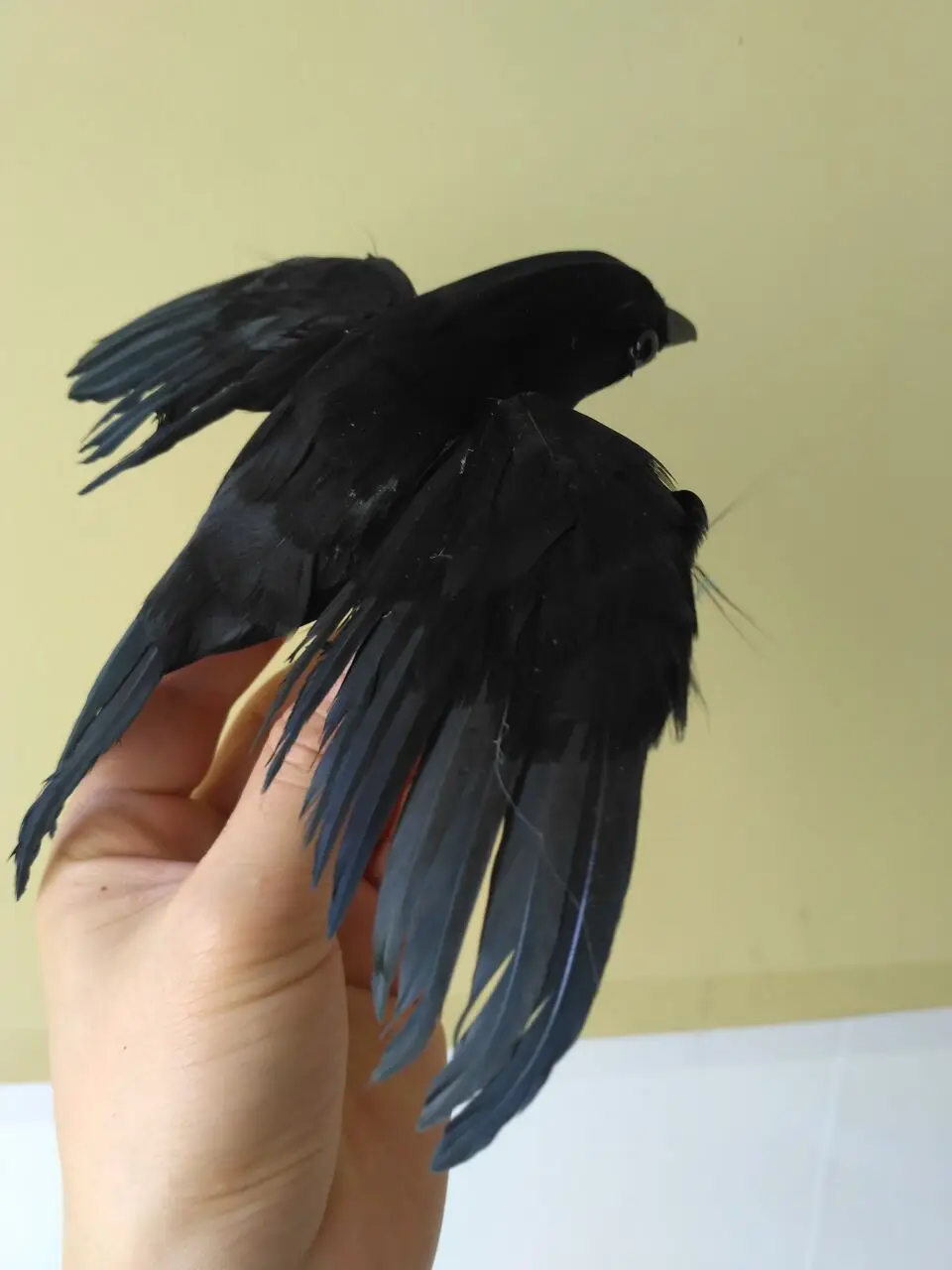 about 15x20cm spreading wings black crow bird model,foam&feathers crow handicraft,Halloween prop garden decoration,gift d1008