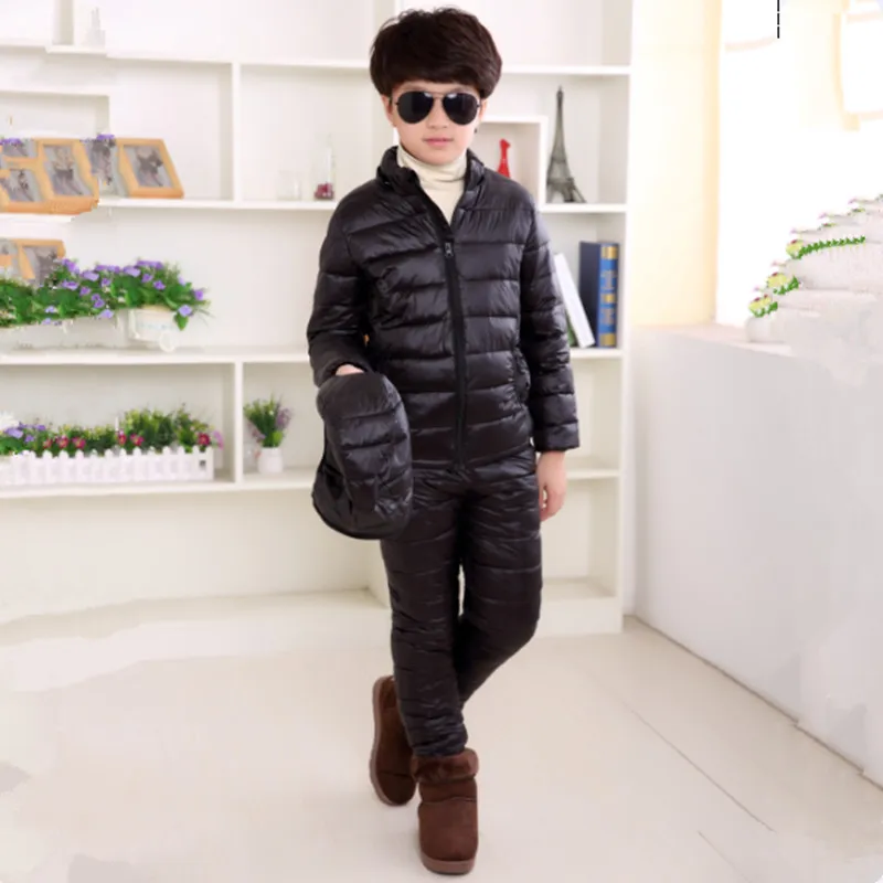 1-13T Children\'s Winter Warm Clothing Set 2024 New Fashion Down Cotton Solid Clothes Suit Light Thin Hooded Outwear High Quality