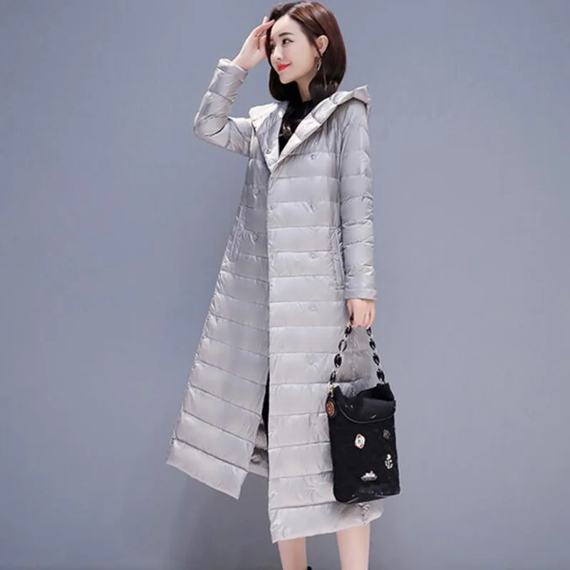 Duck Down Jacket Women 2018 Winter Outerwear Coats Female Long Slim Light ultra thin Warm Down puffer jacket Parka