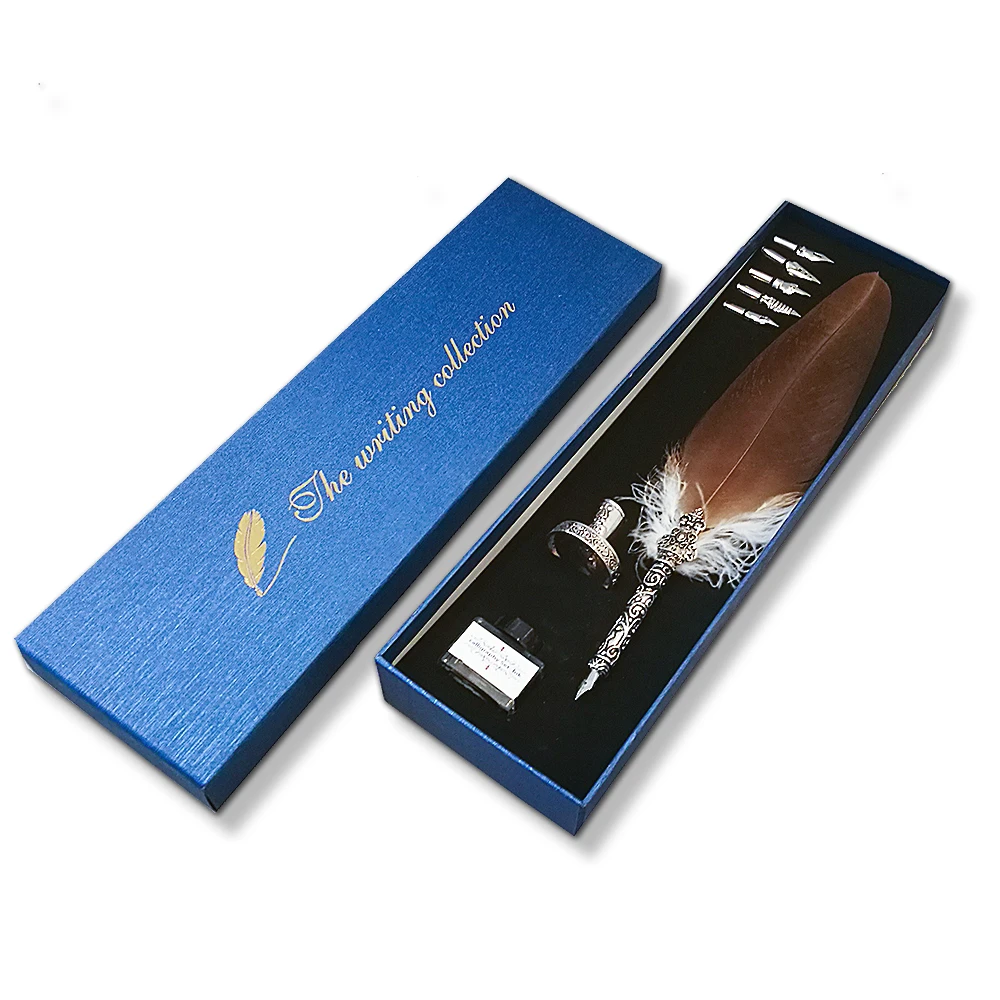 The feather pen gift box English retro style of calligraphy with water students stationery gift law teachers