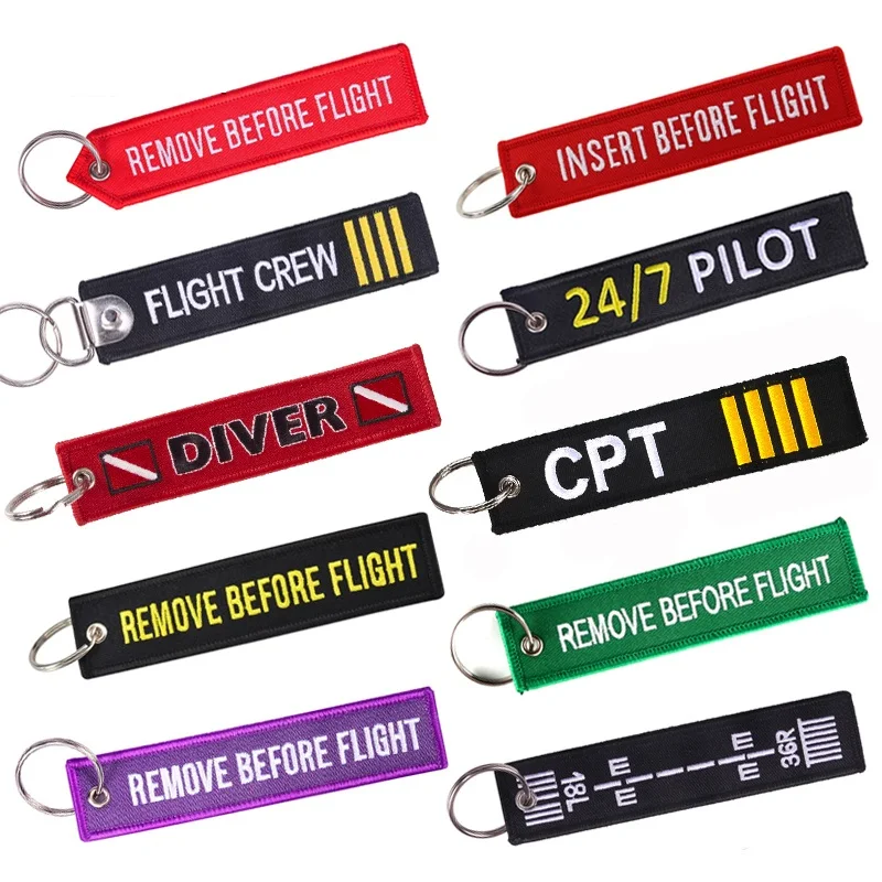 Remove Before Flight Woven Keychain Ring Red Chain Keychain Customized Key Chain for Aviation Gifts OEM Keychain