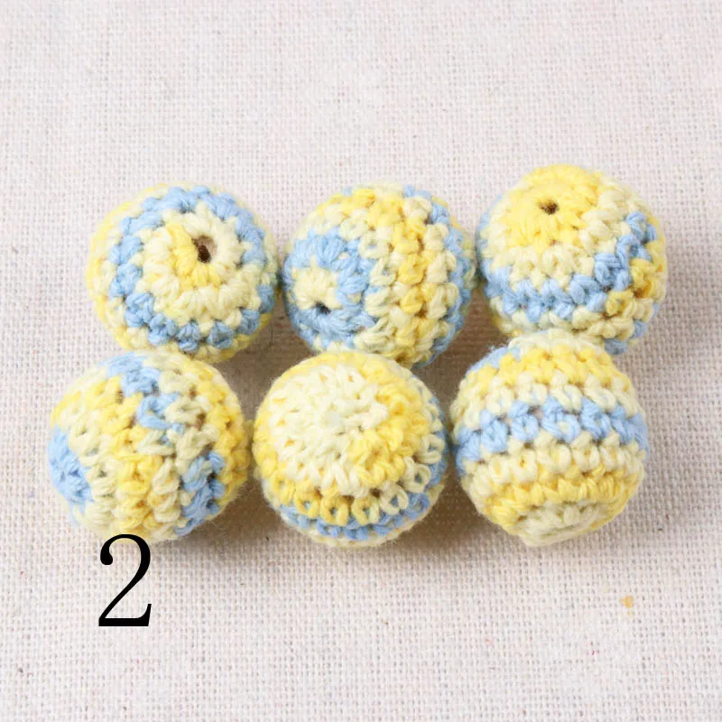 Double color Elegant 20mm Crochet Beads Woolen Yarn For Choose Knitted By Cotton Thread DIY Jewellery Making 5 Pcs