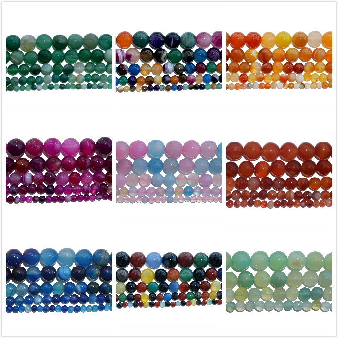 Hurtownia 4 6 8 10 MM kamień naturalny kryształ agaty Turquoises okrągłe koraliki do wyrobu biżuterii naszyjnik Diy kolczyki bransoletki