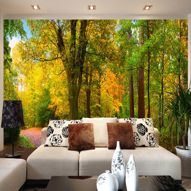 Custom Mural Wallpaper Green Forest Nature Scenery Wall Painting Living Room Restaurant Cafe Backdrop Wall Decor Papel De Parede