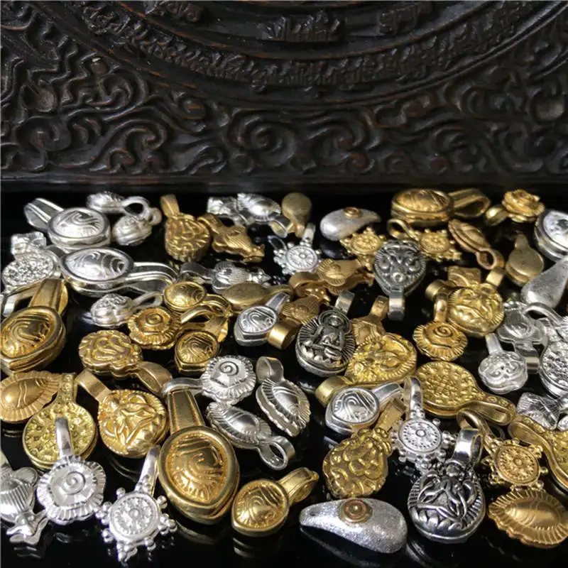 10PCS Tibetan Mala Counter Clips Eight Auspicous Buddha lucky Flower Clips Many Desings Metal Accessories BRO802