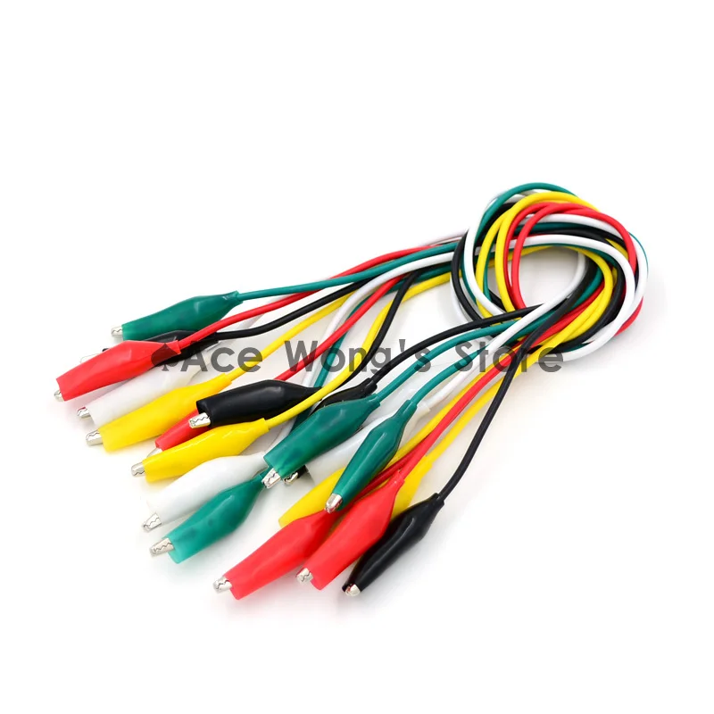 Free Shipping 10pcs Double-ended Test Leads Alligator Crocodile Roach Clip Jumper Wire 5 Colors Hot Sell