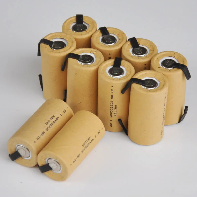 10-16PCS 1.2V Ni-Mh SC Rechargeable Battery 2500mah Sub C cell with soldering tabs for Makita Bosch Hitachi electric drill