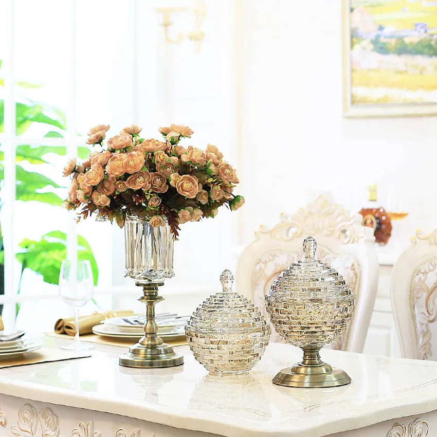 

Europe Luxury Glass Bottles, Home Decor Crafts, Dust-proof Stand, Dessert Candy Jars, Tea Candy Boxes, Storage Jar, Wedding Vase