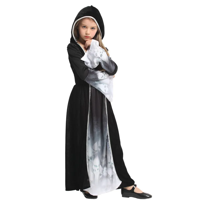 

M-XL Дети Демон Призрак Косплей Девушки Хэллоуин Скелет Страшные Костюмы Карнавал Пурим Сценические Игры Маскарад Вечернее Платье