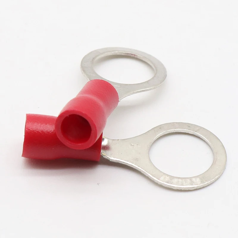 RV1.25-8 Red Circular 22-16 AWG 0.5-1.5mm2 Insulated Ring Terminal Connector Cable Wire Connector 100PCS/Pack RV1-8 RV