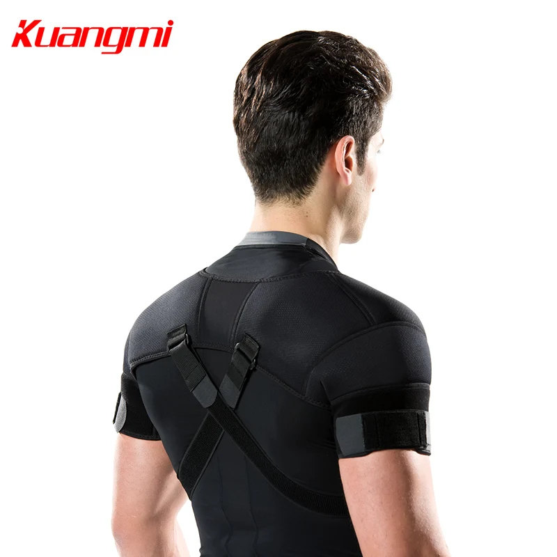 Kuangmi Double Shoulder Support Strap Adjustable Bandage Sports Double Shoulder Brace Wrap Belt Band Pad Back Support Protector