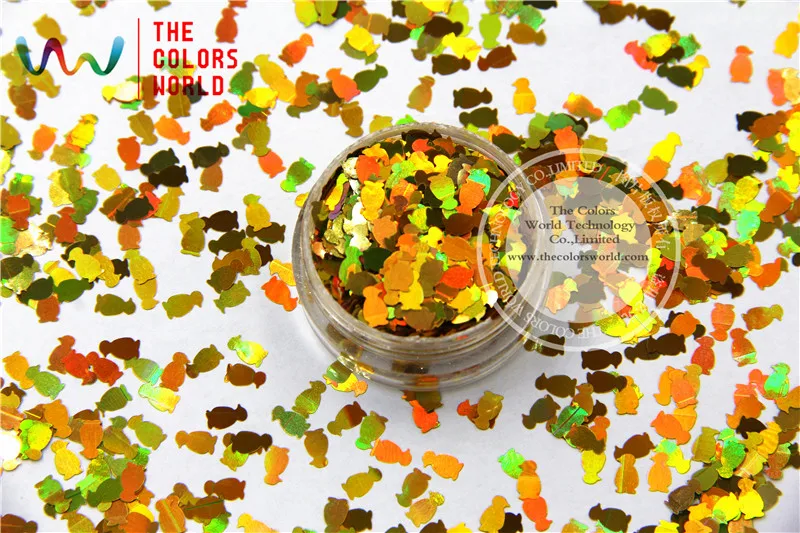 TCA200  holographic Gold Color  Penguin shape Glitter 5.0MM Size Glitter for nail Art nail gel makeup