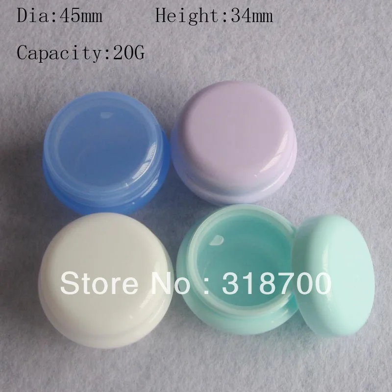 20pcs/lot 20g Portalbe Refillable PP Cream Jar Containers 20ml Blue Pink Green White Empty Comestic Container Packaging