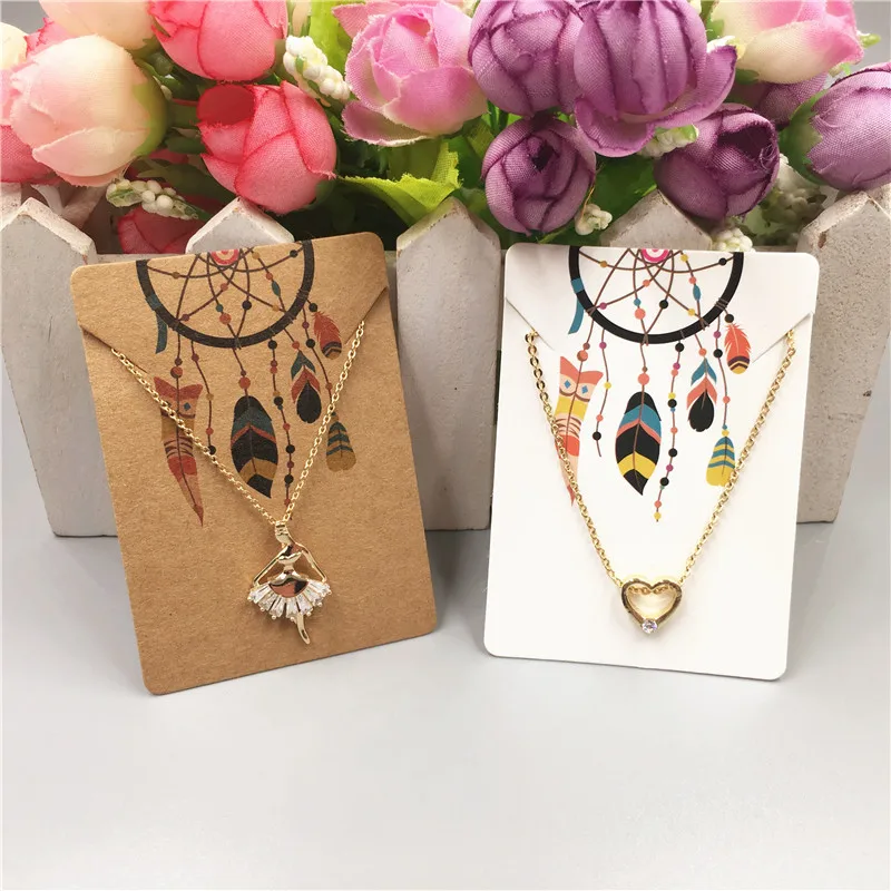 

20 pcs multi-pattern Flamingo printed Necklace card literary style jewelry bracelet display card 7x5cm