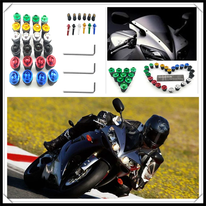 10PCS green Motorcycle Screw Kit BOLTS Motorbike Windscreen Windshield Bolt Screws for SUZUKI M DL650 Kawasaki Z1000 ZX10R ZX12R 