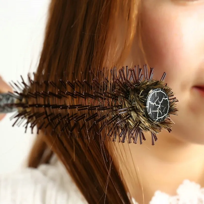 

Взрывная ручка с трещинами, расческа в рулоне из свиной щетины, круглая расческа для объема, расческа для волос, внутренняя пряжка, салонная профессиональная форма для женщин