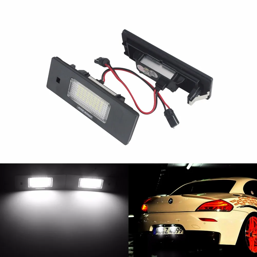 ANGRONG 2x LED License Number Plate Light No Error For BMW 1 6 Z Series E81 E87 E63 E64 E85 E89(CA245)