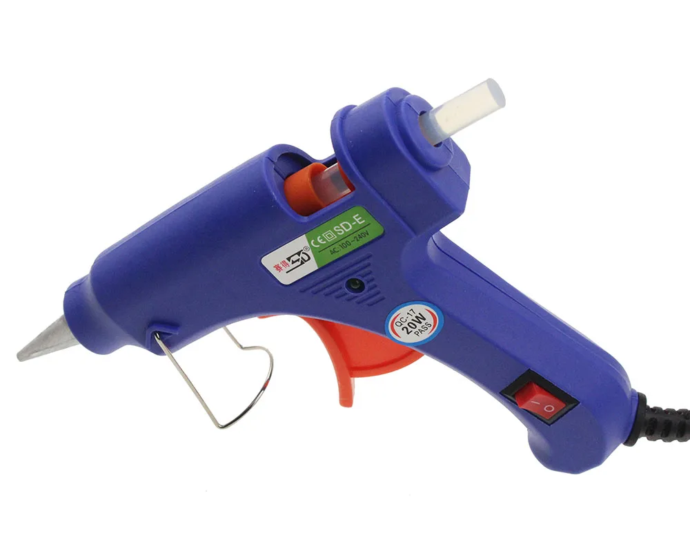 High Temp Heater Melt Hot Glue Gun 20W Repair Tool Heat Gun Blue Mini Gun With Trigger US/EU plug 100-220V