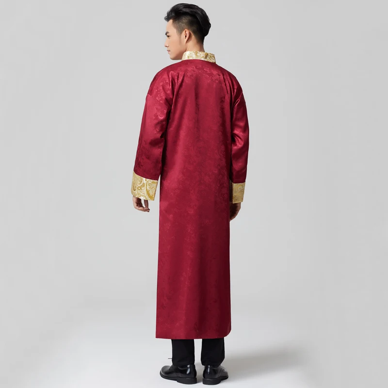 Asian wedding Groomsman costume long gown Cross talk Show Robe Photo studio Wedding theme Men Clothes For Oversea Chinese