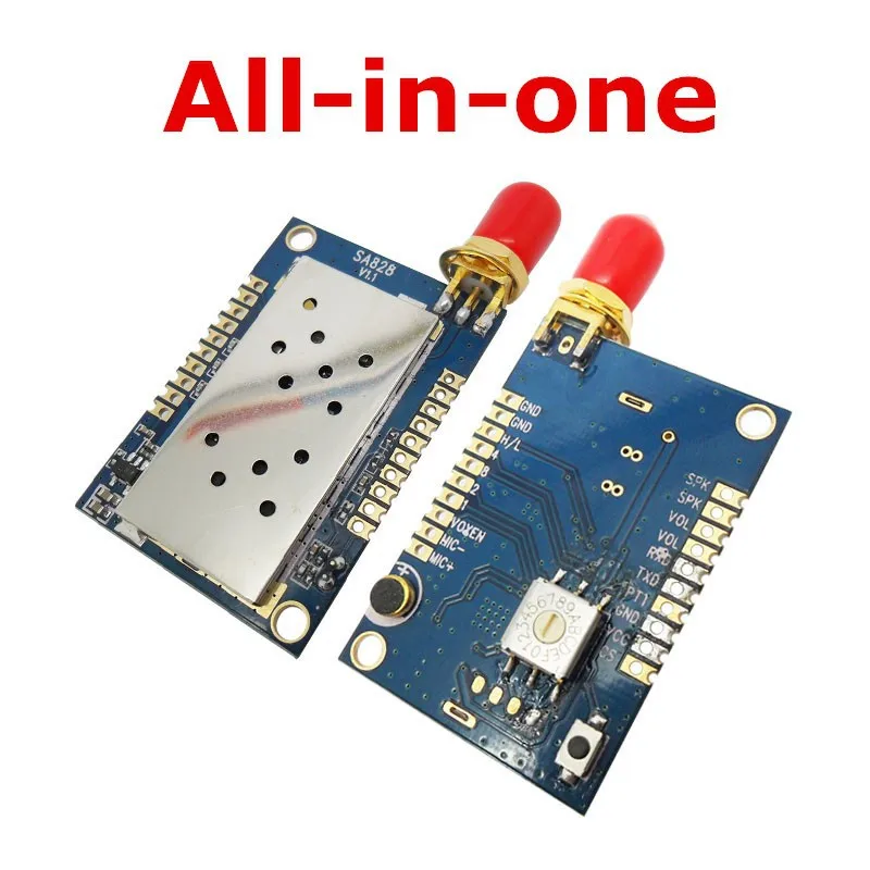 2pcs/lot 3km 1W High-integrated VHF | UHF Frequency band Embedded WALKIE TALKIE modules SA828 + antennas